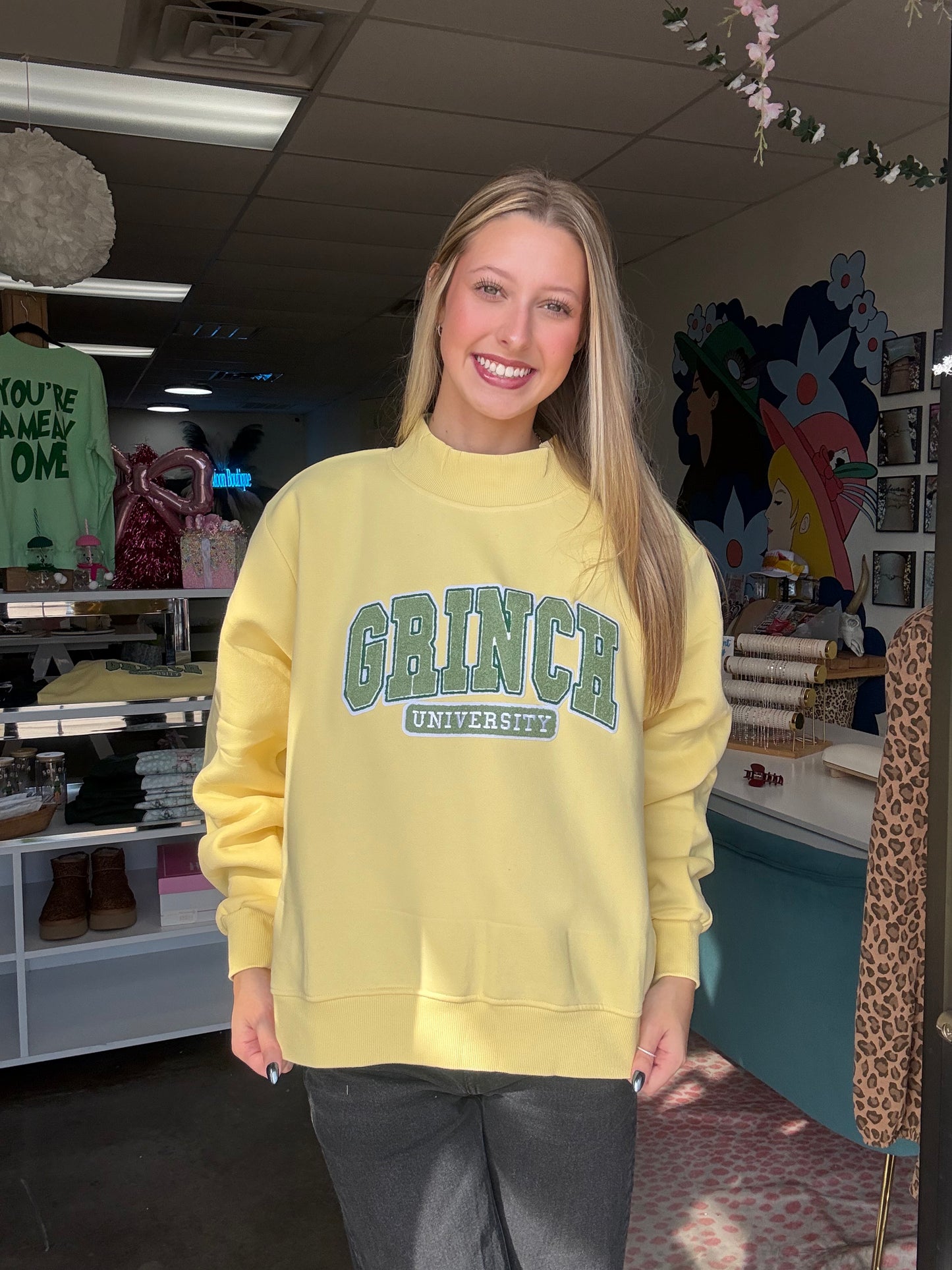 “Grinch University” Mockneck/ YELLOW