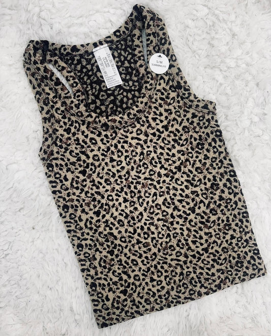 Leopard Slim Fit Tank Top/ Nude