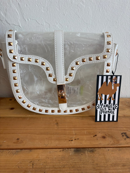 Clear Rhinestone Purse/ White / Black