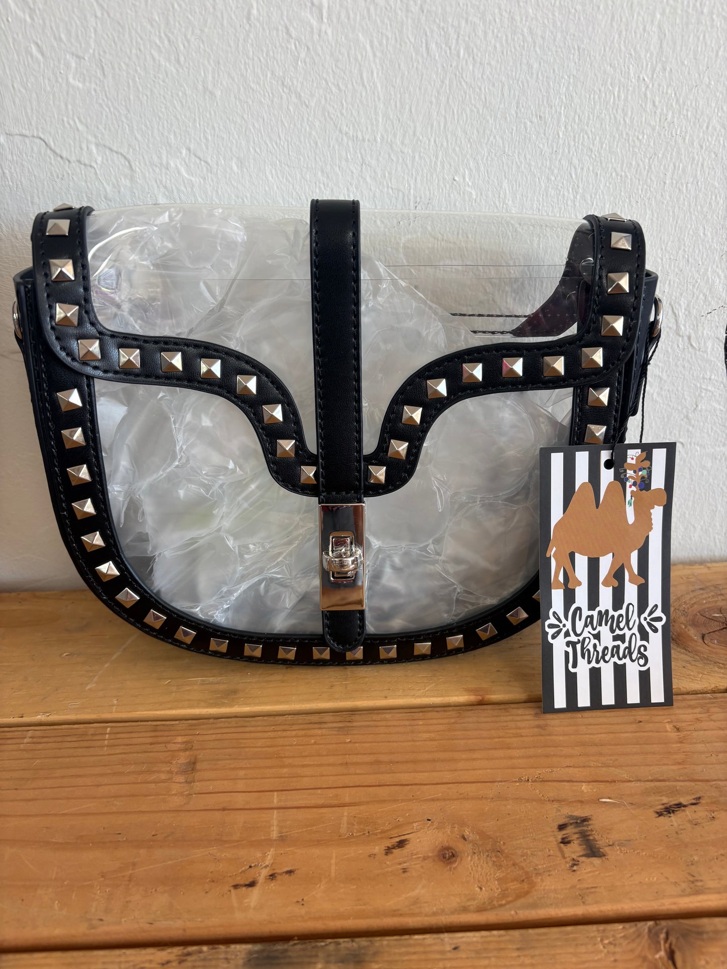 Clear Rhinestone Purse/ White / Black