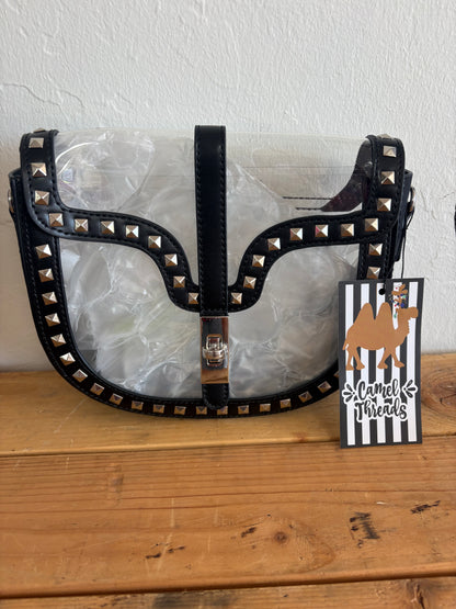 Clear Rhinestone Purse/ White / Black