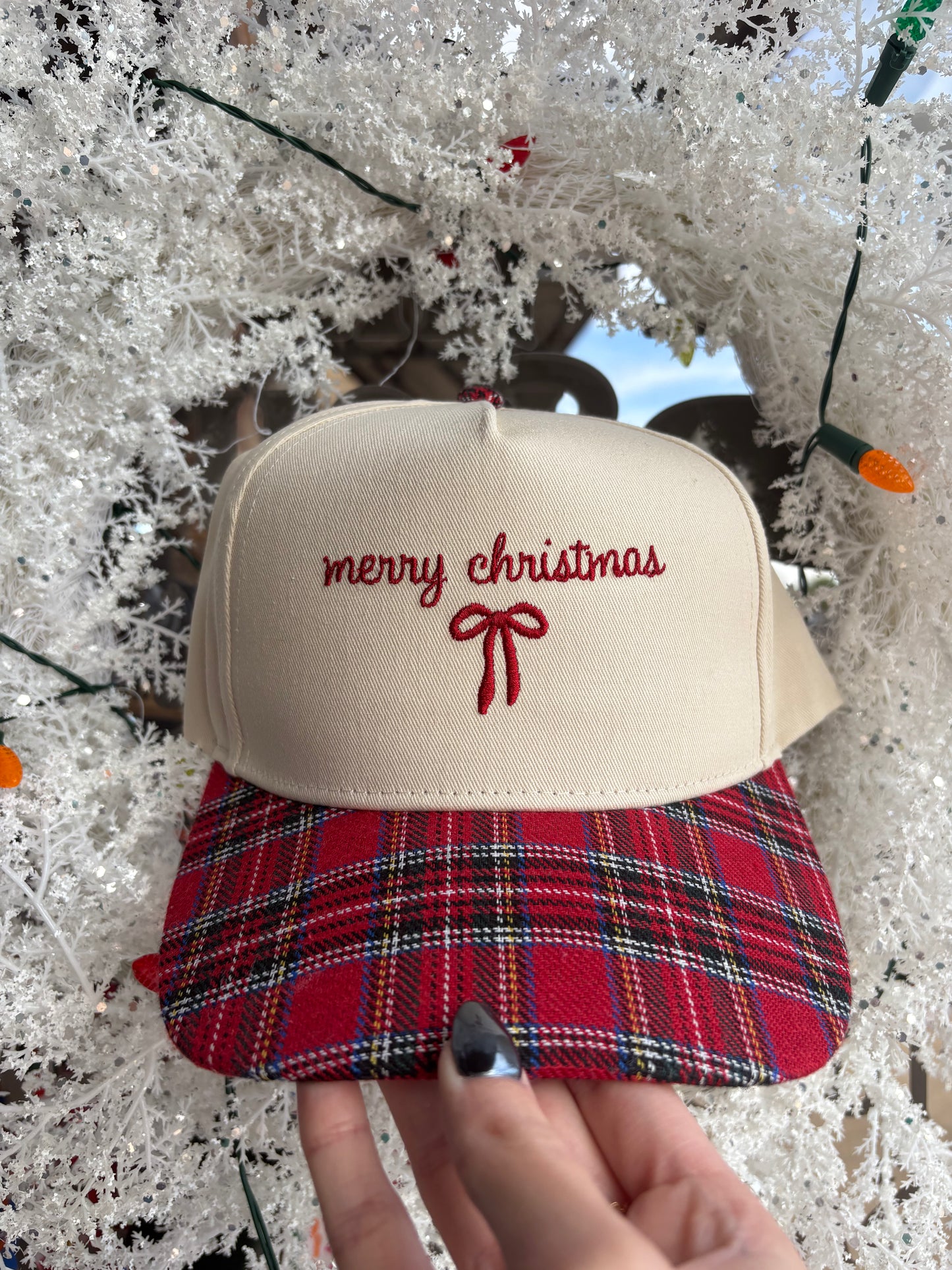 “Merry Christmas” Plaid Hat