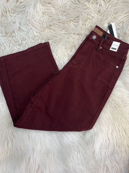 JUDY BLUE BURGANDY WIDE LEG CROPPED JEAN
