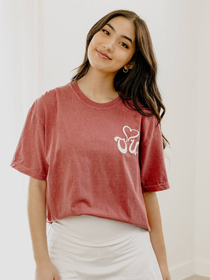 OU Sooners Lyric Puff Ink Crimson Comfort Colors Tee: S