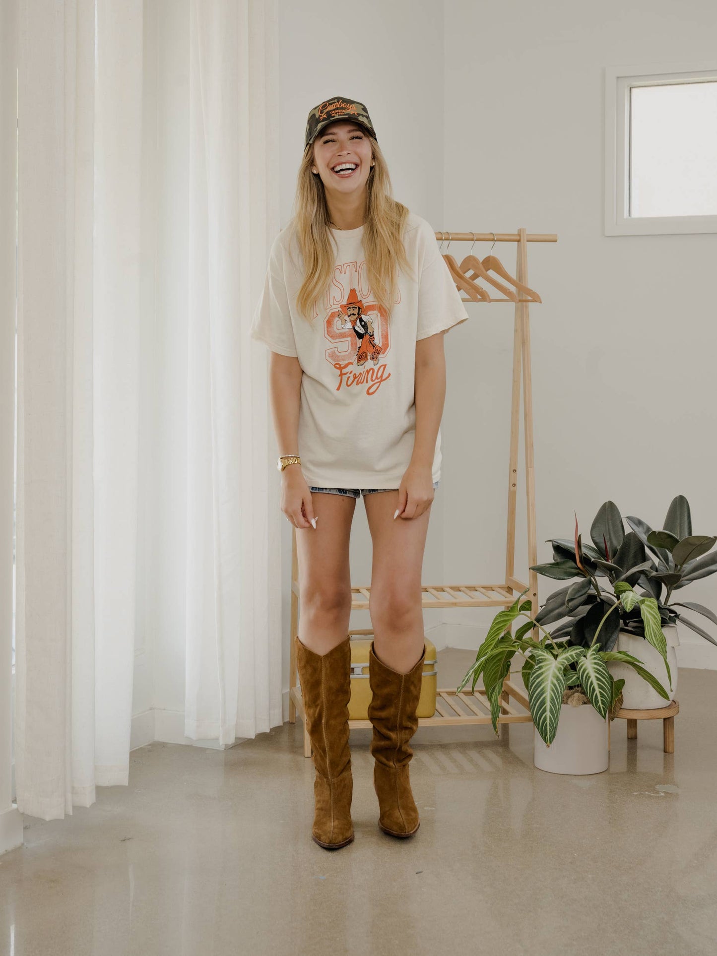 OSU Cowboys Club Mascot Off White Thrifted Tee