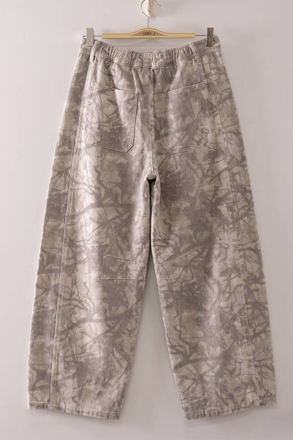 Allover Print Barrel Pants: CAMO BRANCH