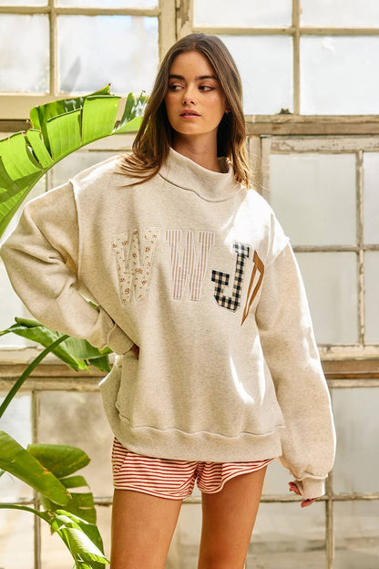 WWJD Embroidered Mock-neck Sweatshirt
: ASH GREY