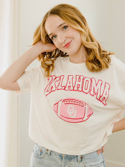 OU Sooners Wonka Football Off White Cropped Tee